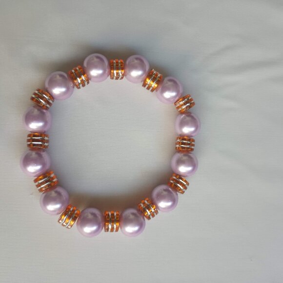 8" Chunky Bead Large Stretch Bracelet Fun Bright Colors Fits Plus Size Wrist - Picture 3 of 14